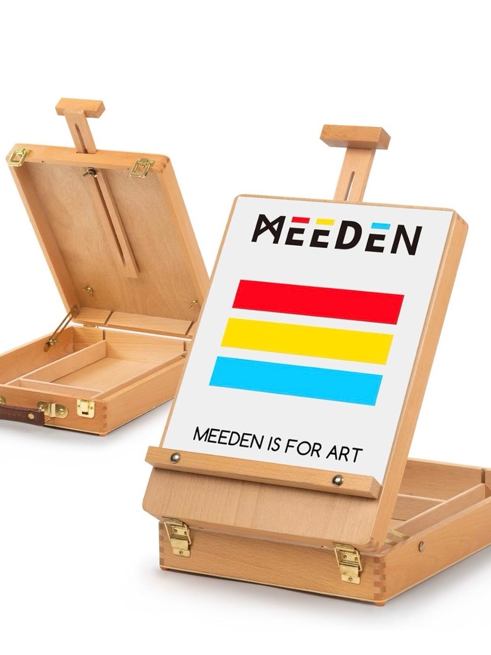 Portable Wood Artist Easel Box in Natural Wood